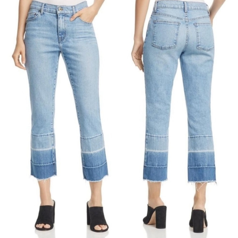 Pistola Stayin’ Alive High Rise Ombré Cropped Jeans Raw Hem Size 24 R